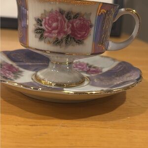 VINTAGE LUSTERWARE TEA CUP AND SAUCER SET PORCELAIN